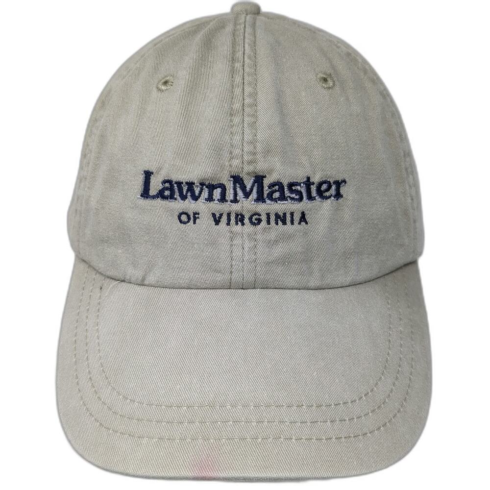 Adams Baseball Cap Beige Blue One Size LawnMaster Virginia Leather Strap Hat